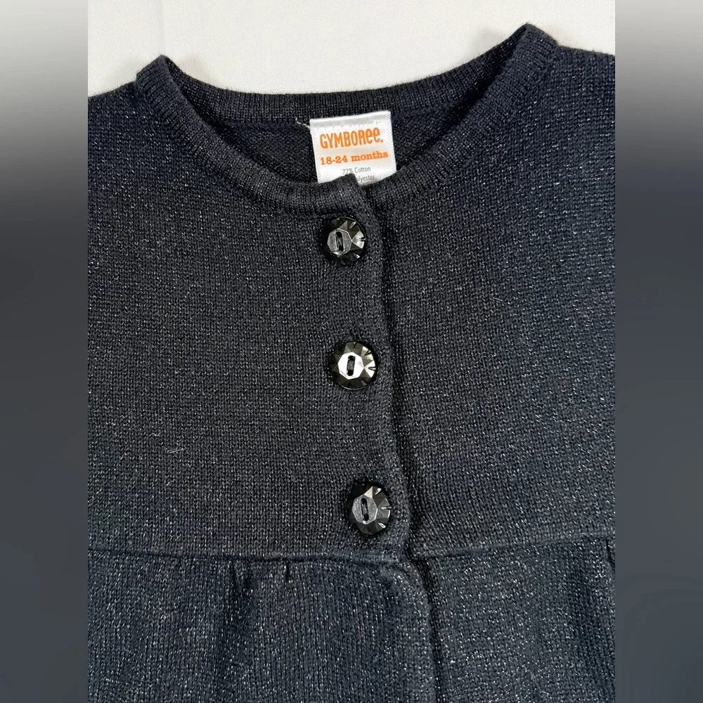 GYMBOREE Baby Girls' Black‎ Glitter Sparkly Peplum Cardigan Sweater Size 18-24M